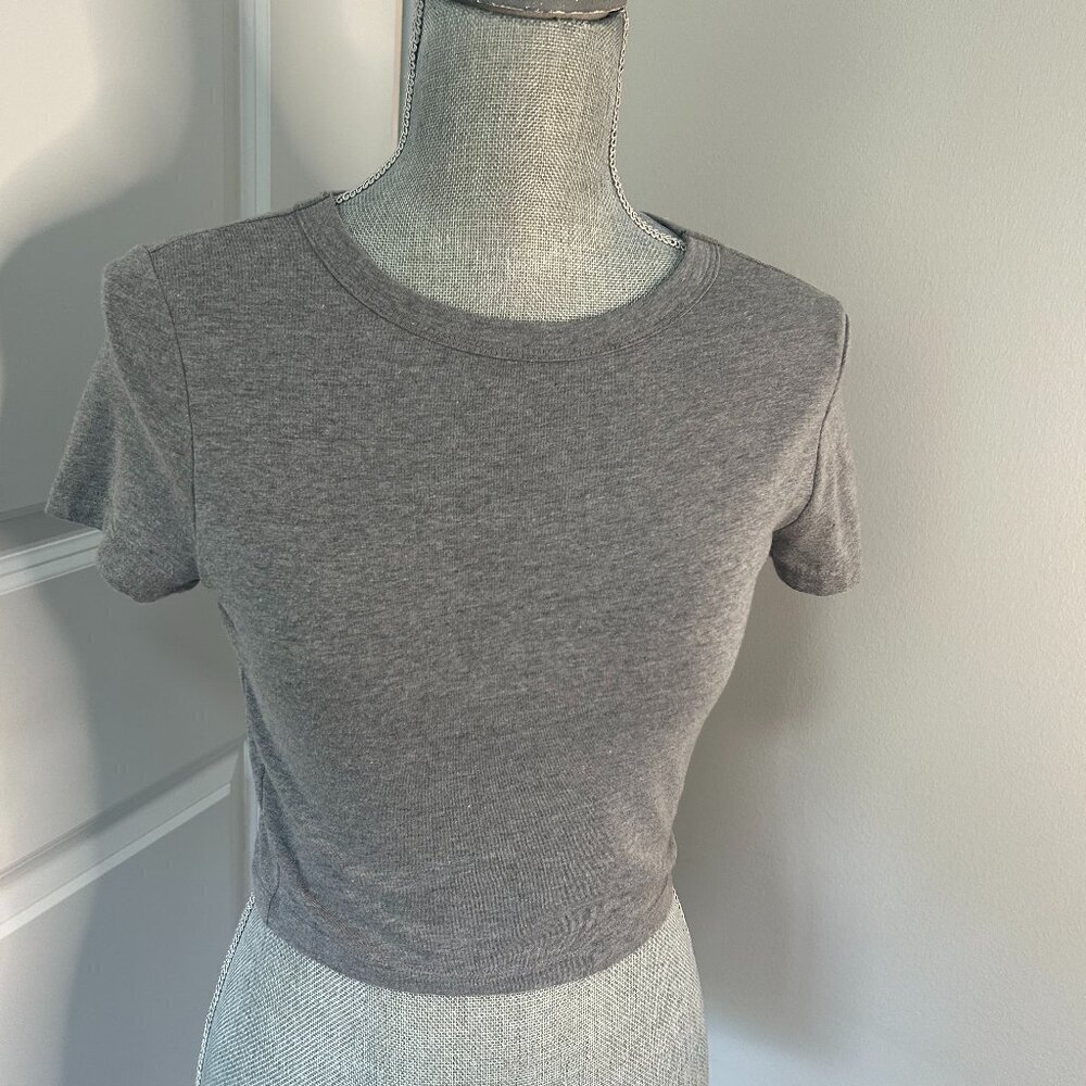 Wild Fable Gray Cropped Short Sleeve Top Size S EUC
